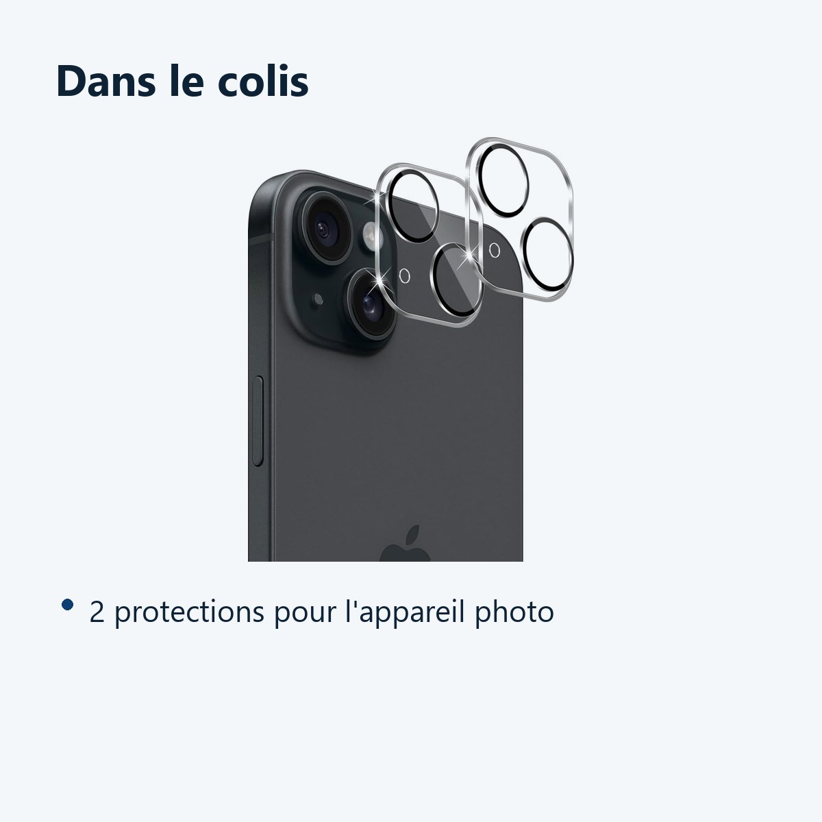 Contenu du colis – Verres Protection Camera Arriere X2 Pour iPhone 15