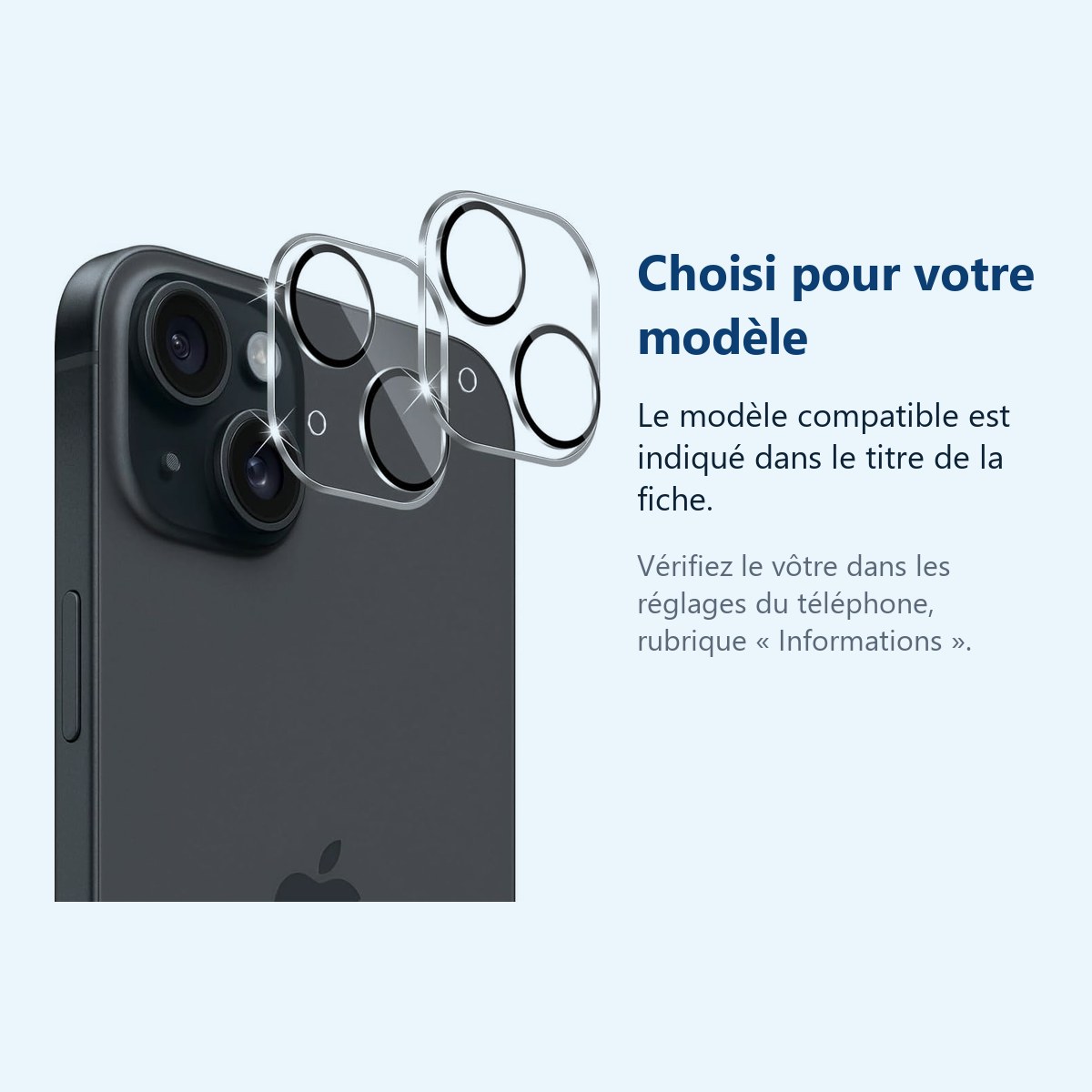 Accessoire ajusté au modèle exact – Verres Protection Camera Arriere X2 Pour iPhone 15