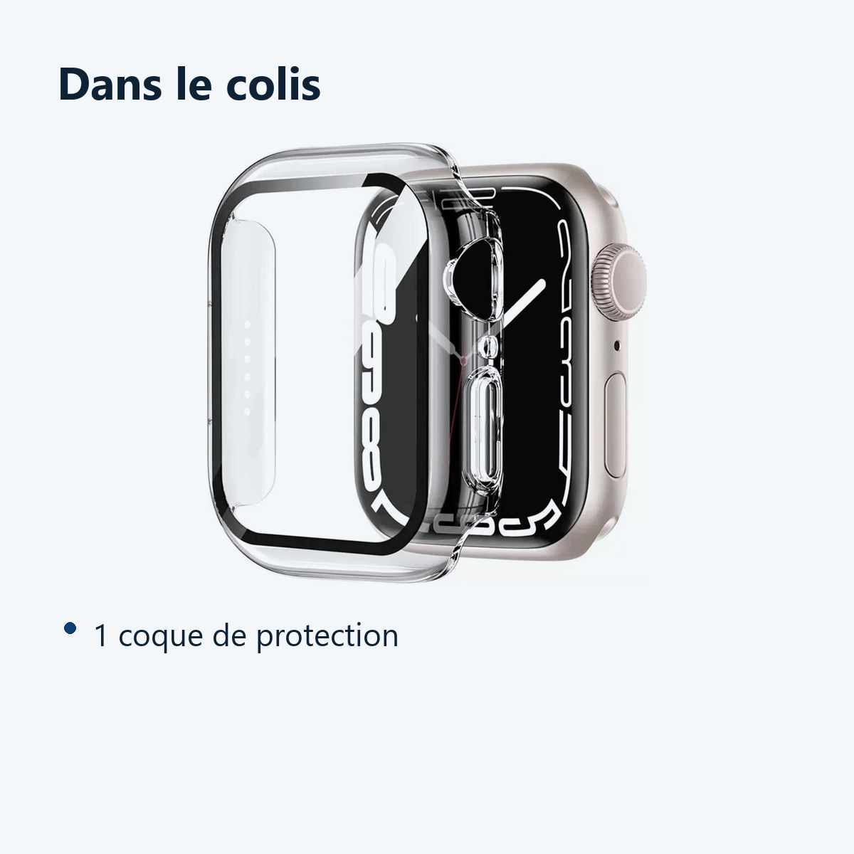 Contenu du colis – Coque de protection rigide pour Apple Watch 41mm Couleur Transparent