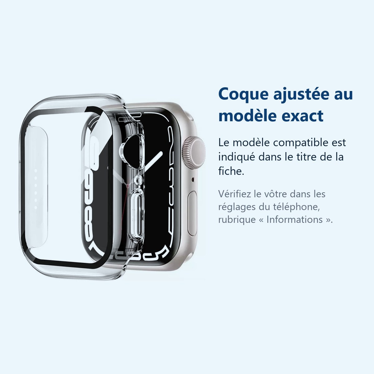 Accessoire ajusté au modèle exact – Coque de protection rigide pour Apple Watch 41mm Couleur Transparent