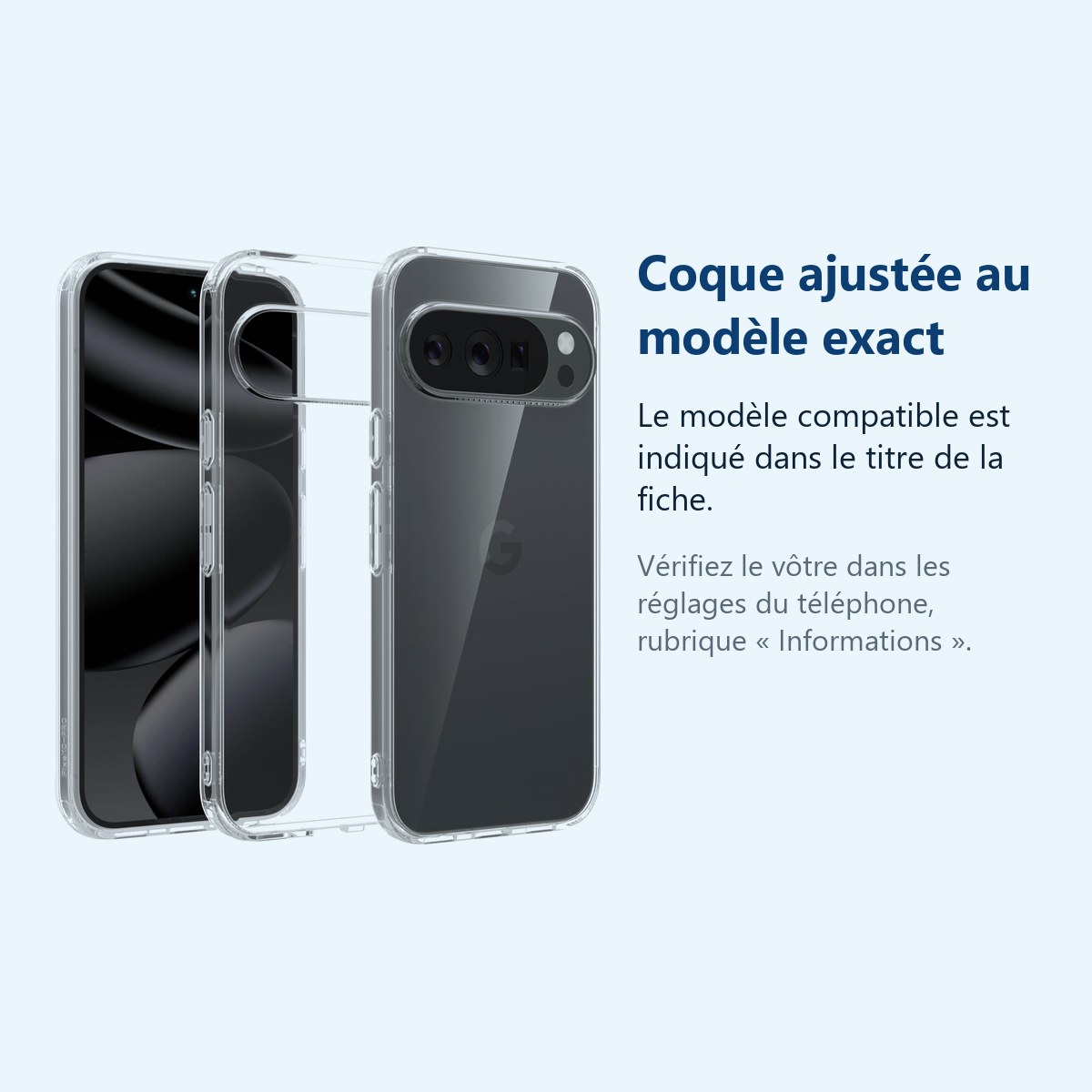 Accessoire ajusté au modèle exact – Coque Silicone Transparente Pour Google Pixel 10 Pro