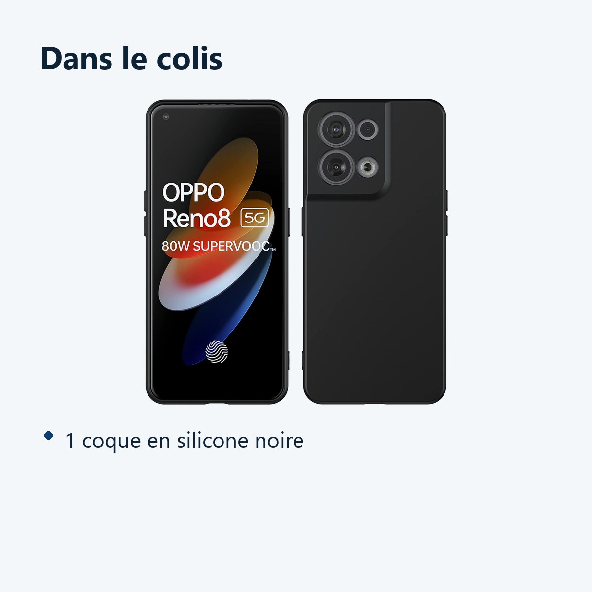 Contenu du colis – Coque Silicone Couleur Noire Pour Oppo Reno 8 5G