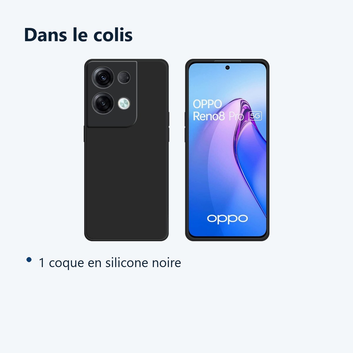 Contenu du colis – Coque Silicone Couleur Noire Pour Oppo Reno 8 Pro 5G