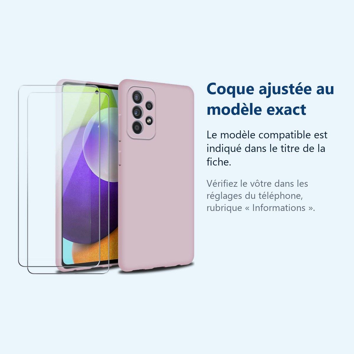 Accessoire ajusté au modèle exact – Coque Silicone Rose + 2 Verres Trempes Pour Samsung A53 5G