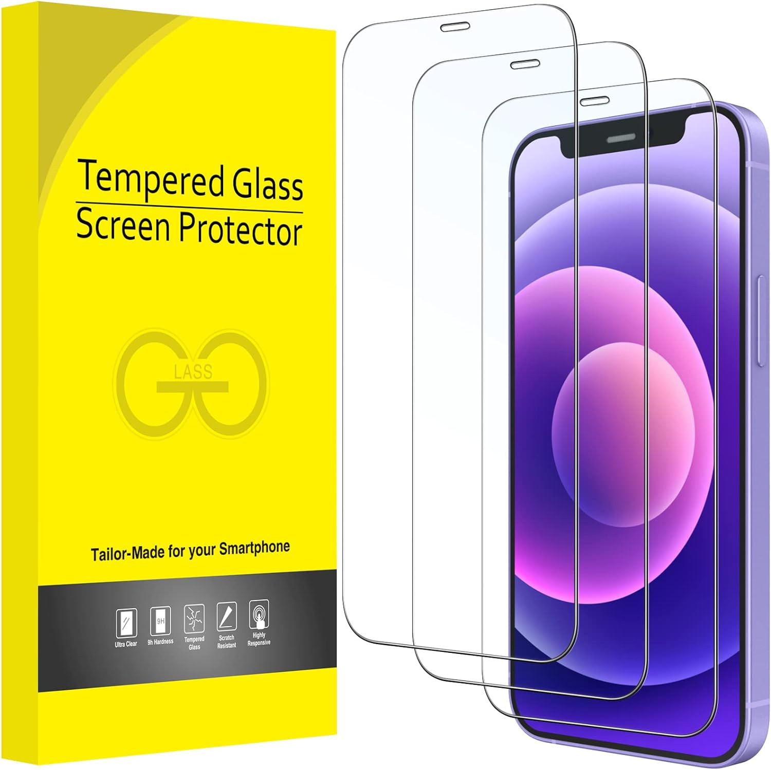 2 Protection en verre 9h pour iPhone 12 Mini, Films / Vitres de protection