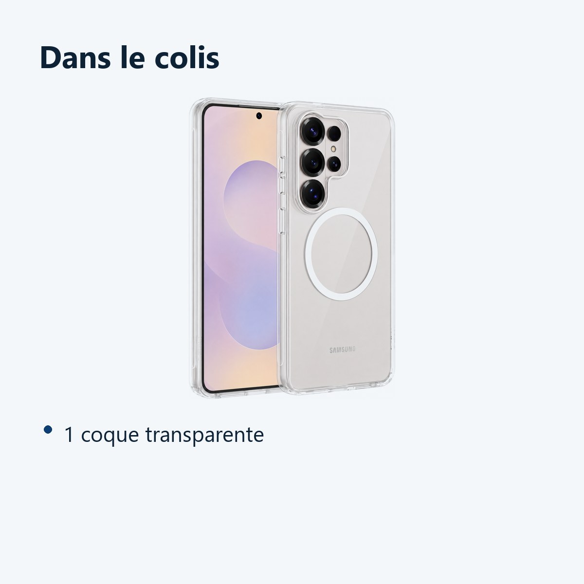 Contenu du colis – Coque de Protection Transparente Compatible Magsafe Pour Samsung S26 Ultra