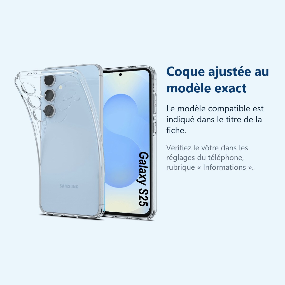 Accessoire ajusté au modèle exact – Coque Silicone Transparente Pour Samsung Galaxy S25