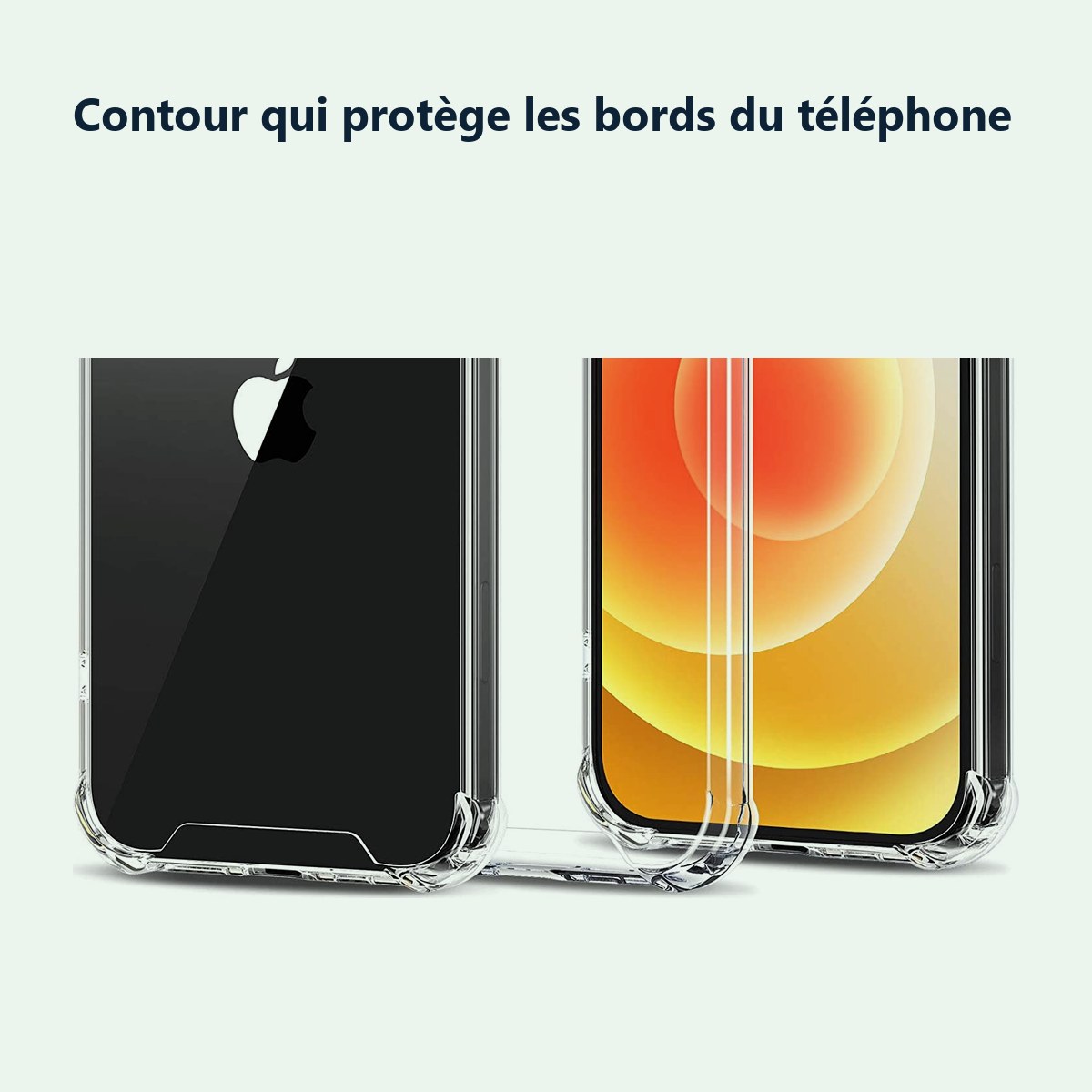 Contour qui protège les bords – Coque Silicone Transparente Angles Renforces Pour iPhone 13 Pro