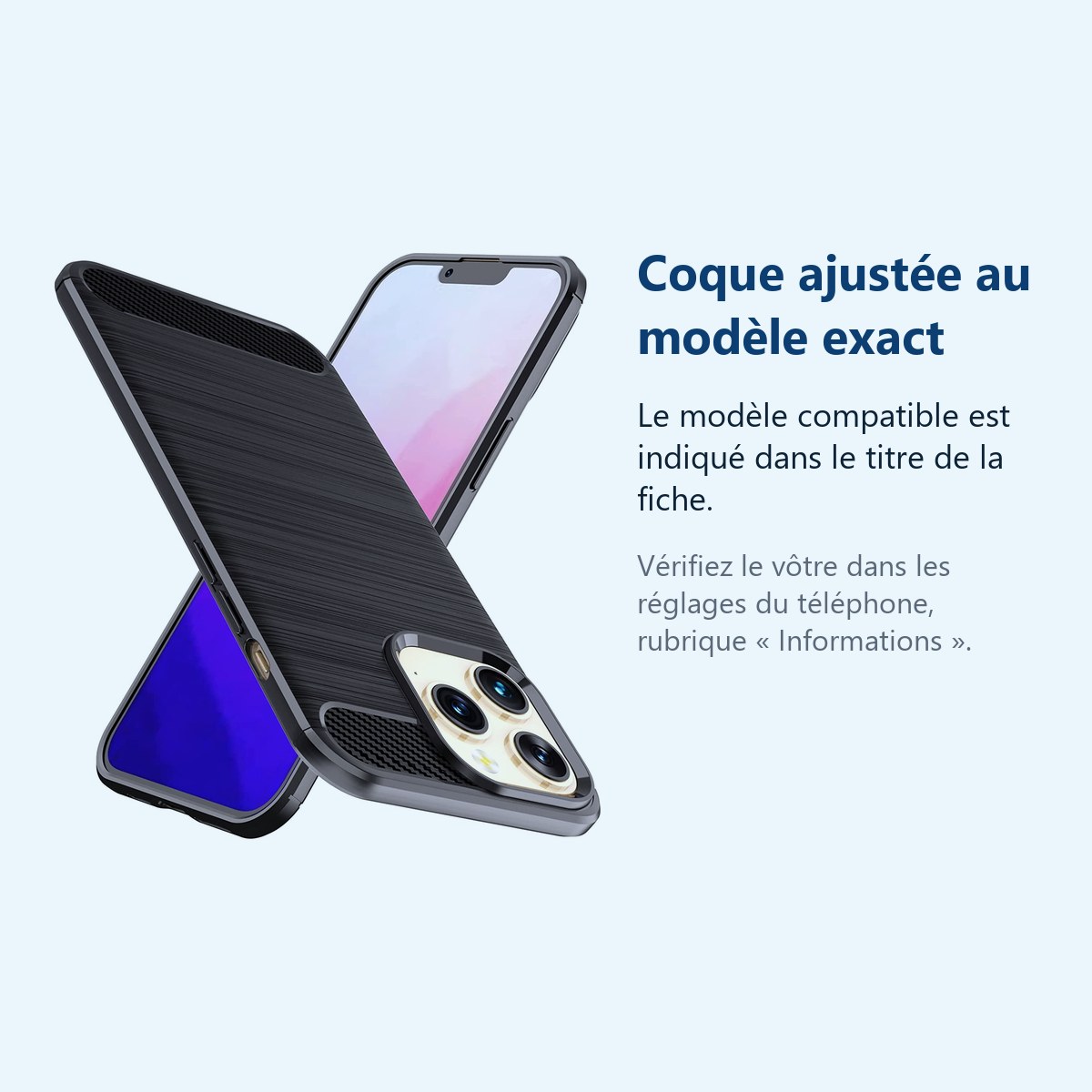Accessoire ajusté au modèle exact – Coque en Carbone Noir Pour iPhone 14 Pro Max