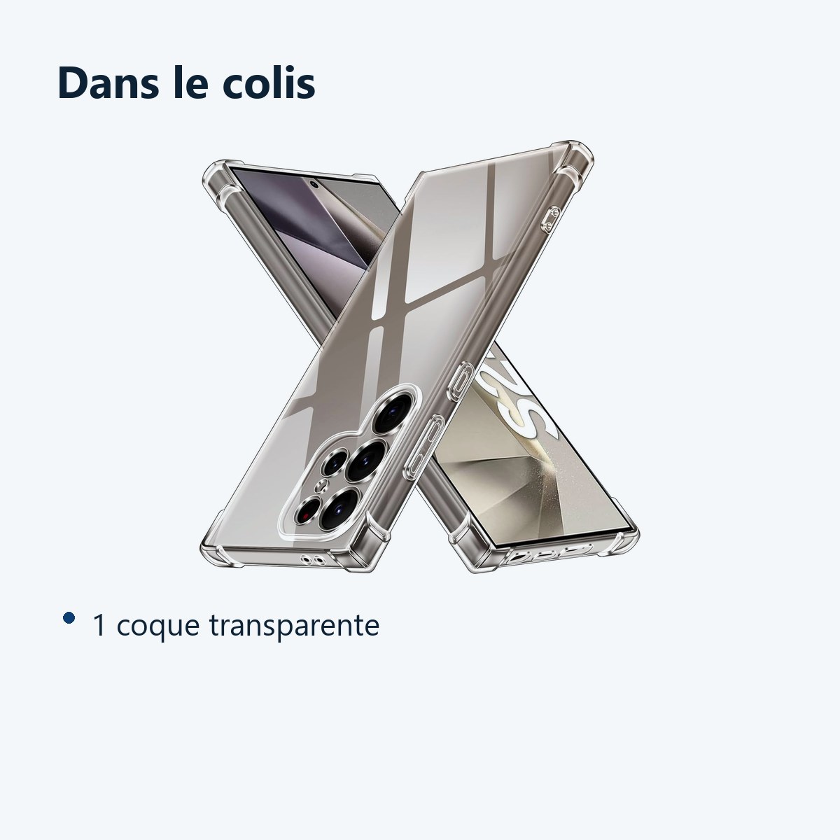 Contenu du colis – Coque Pour Samsung Galaxy S24 Ultra Silicone Transparente Angles Renforces