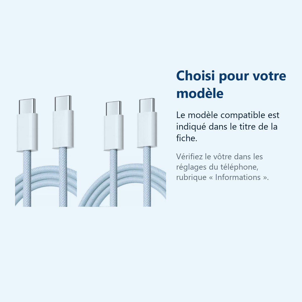 Accessoire ajusté au modèle exact – Cables X2 Type-C / Type-C Charge Rapide 3A Nylon Renforce Bleu 1M Pour Smartphone Xiaomi