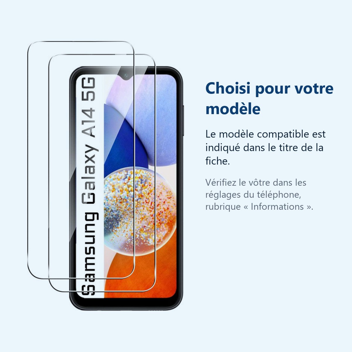 Accessoire ajusté au modèle exact – Verres Trempes X2 Pour Samsung Galaxy A14 4G / 5G