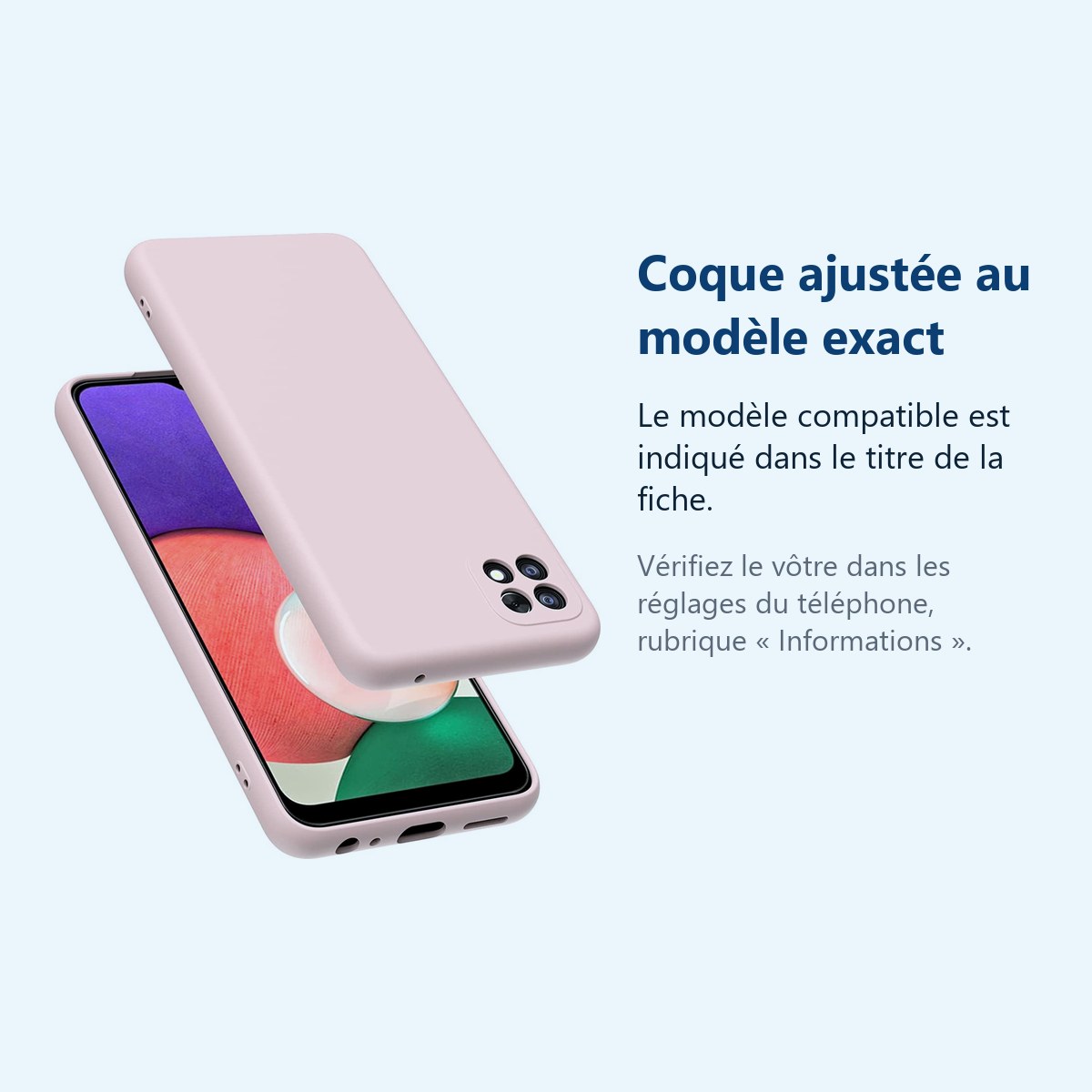 Accessoire ajusté au modèle exact – Coque Silicone Rose Pour Samsung A22 5G