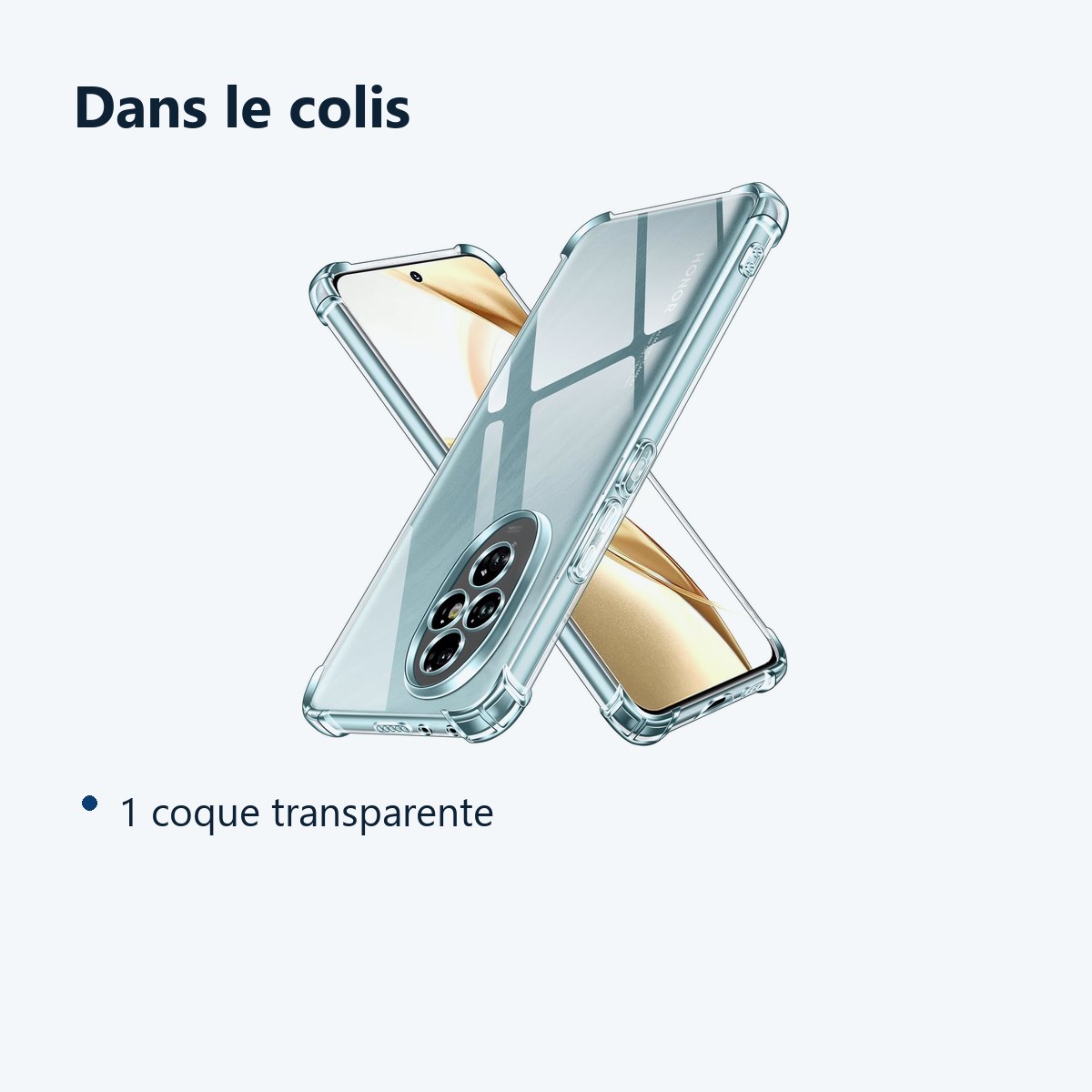 Contenu du colis – Coque Silicone Transparente Angles Renforces Pour Honor 200 5G