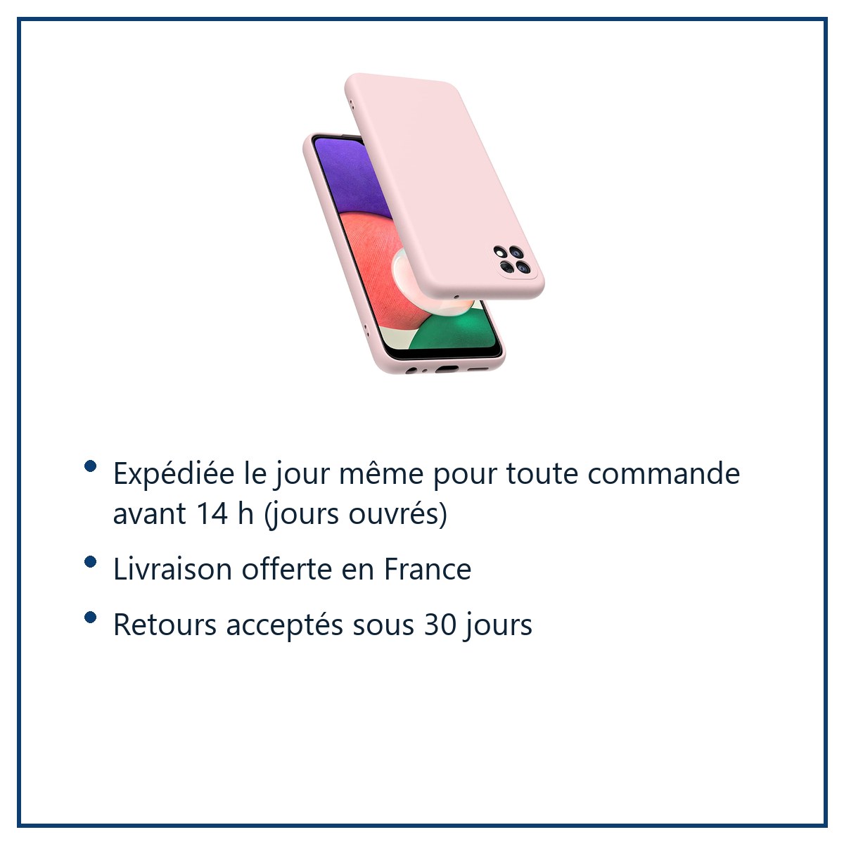 Expédition le jour même, livraison offerte, retours sous 30 jours – Coque Silicone Rose Pour Samsung A22 5G