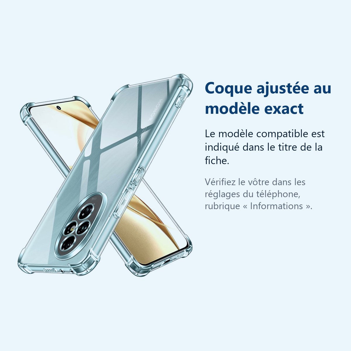 Accessoire ajusté au modèle exact – Coque Silicone Transparente Angles Renforces Pour Honor 200 5G