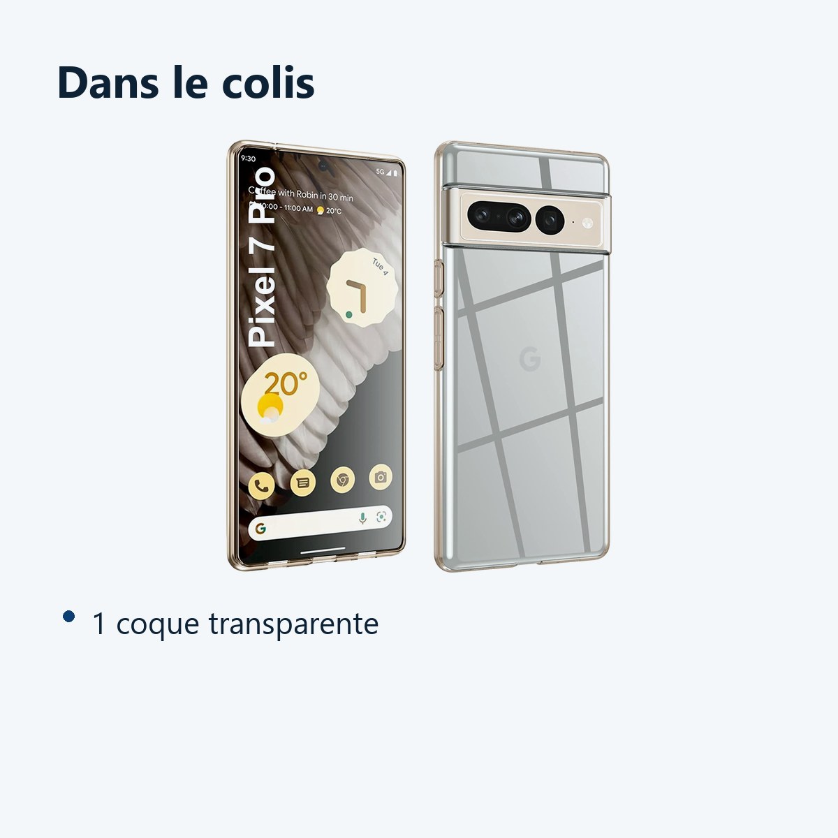 Contenu du colis – Coque Silicone Transparente Pour Google Pixel 7 Pro 5G
