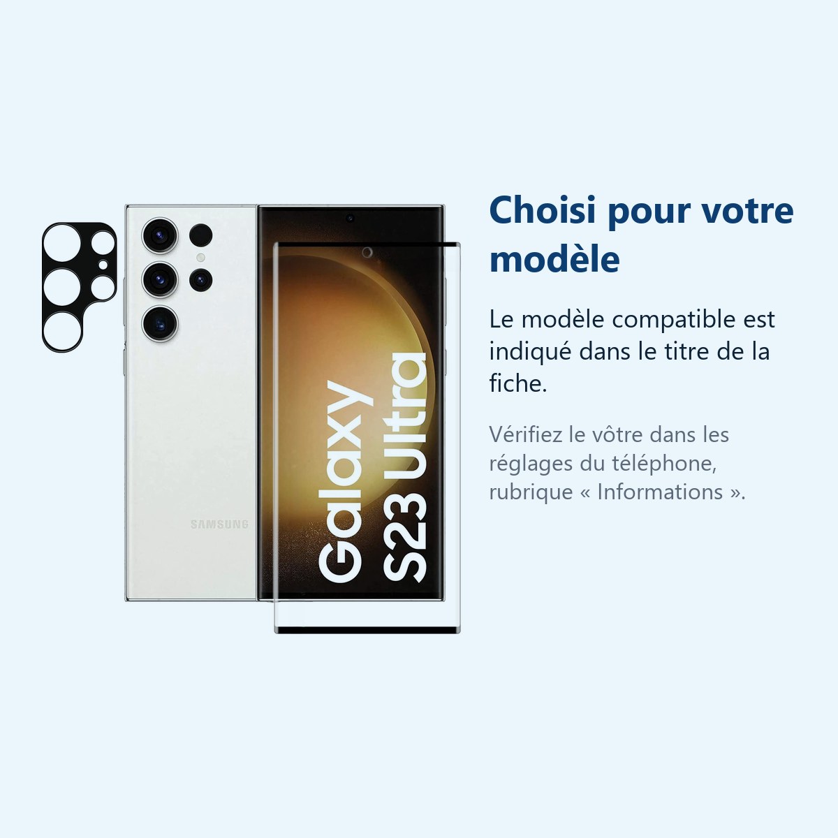 Accessoire ajusté au modèle exact – Verre Trempe et Protection Camera Arriere Pour Samsung Galaxy S23 Ultra