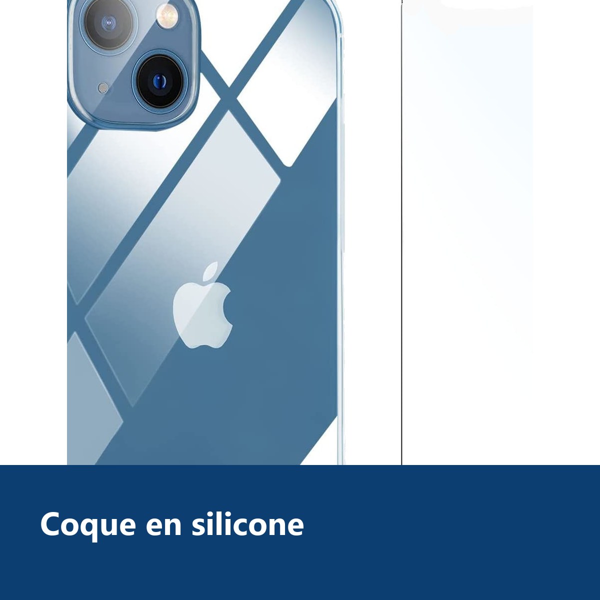 Vue de détail – Coque Silicone Transparent Pour iPhone 13 + Verre Trempe