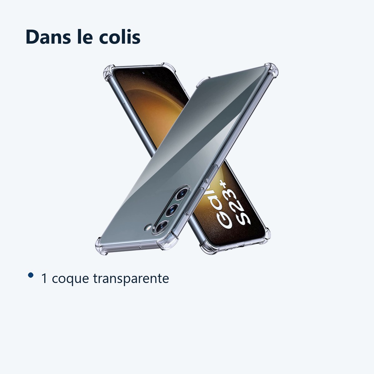 Contenu du colis – Coque Silicone Transparente Angles Renforces Pour Samsung Galaxy S23 Plus 5G