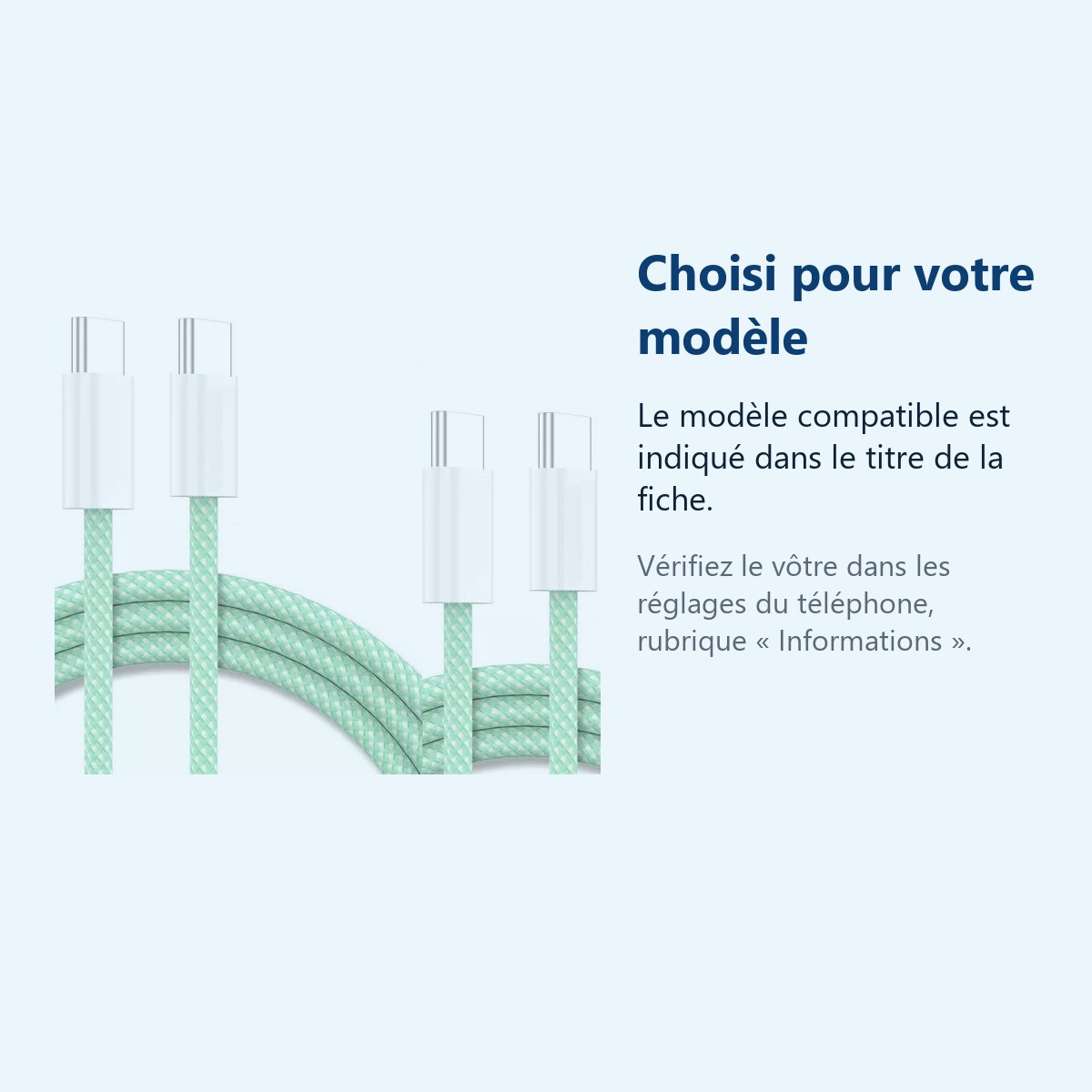 Accessoire ajusté au modèle exact – Cables X2 Type-C / Type-C Charge Rapide 3A Nylon Renforce Vert 1M Pour Smartphone Xiaomi