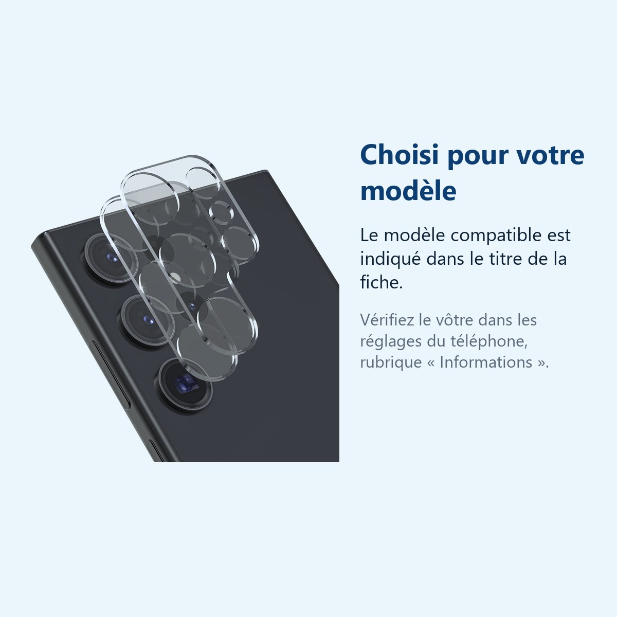 Accessoire ajusté au modèle exact – Verres Protection Camera Arriere Transparent X2 Pour Samsung Galaxy S23 Plus