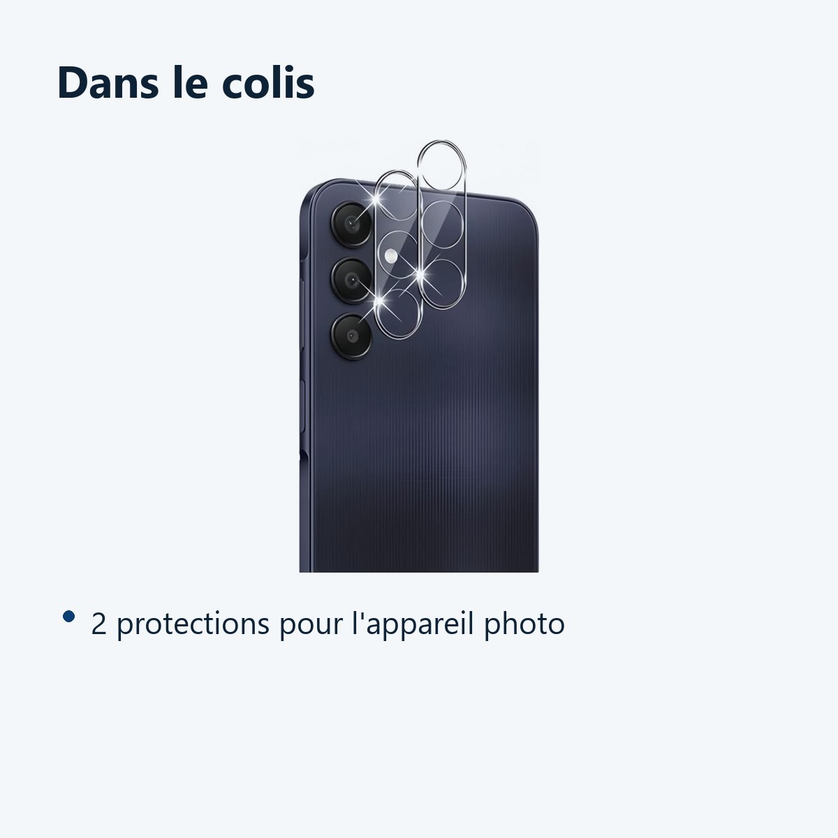 Contenu du colis – Verres Protection Camera Arriere Transparent X2 Pour Samsung Galaxy A16