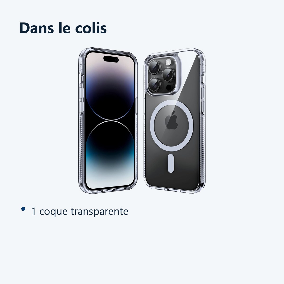 Contenu du colis – Coque de Protection Transparente Compatible Magsafe Pour iPhone 14 Pro