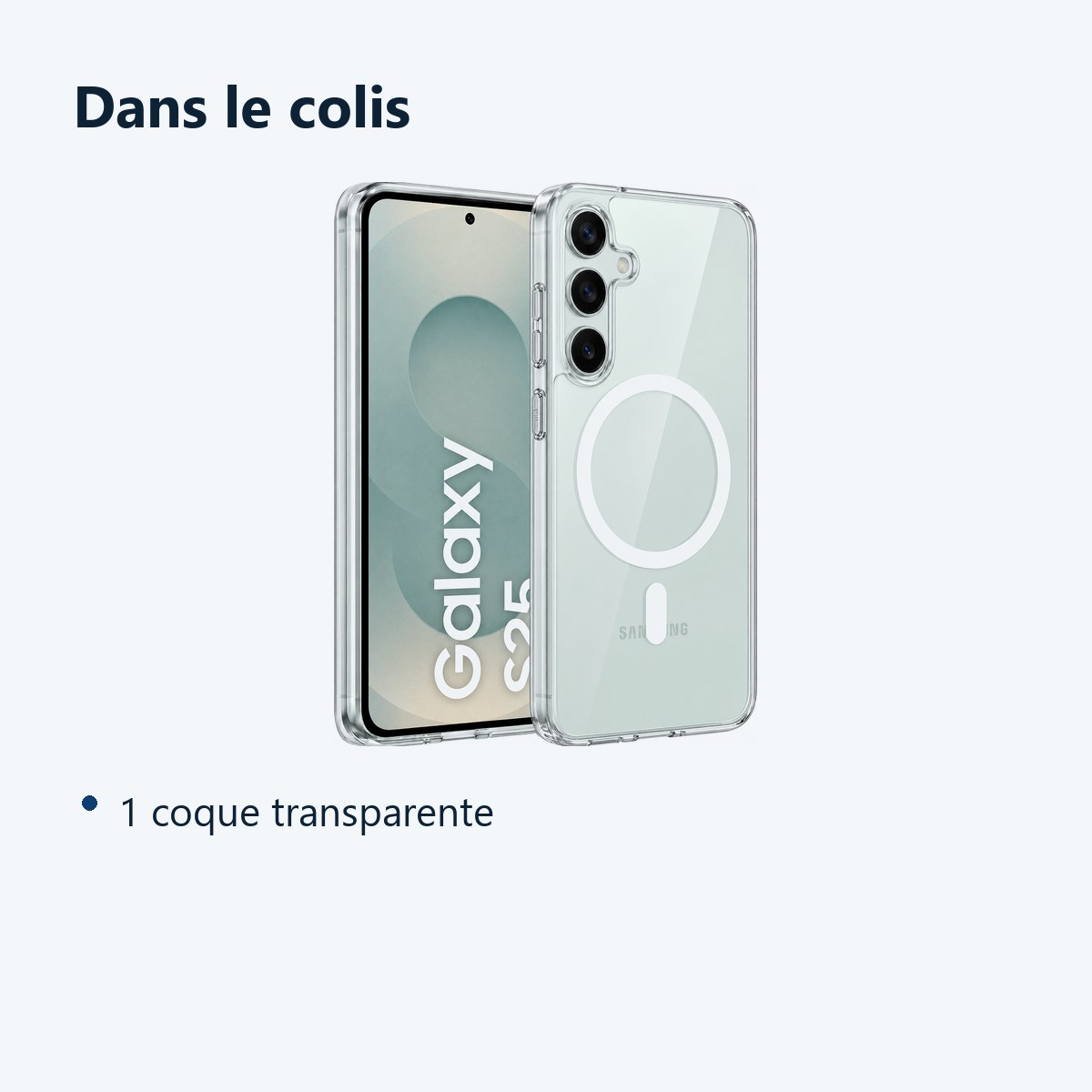 Contenu du colis – Coque de Protection Transparente Compatible Magsafe Pour Samsung S25