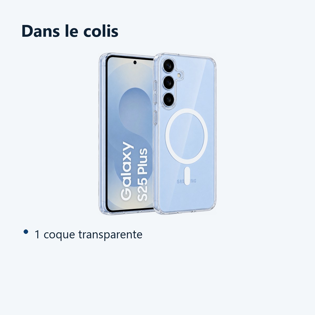 Contenu du colis – Coque de Protection Transparente Compatible Magsafe Pour Samsung S25 Plus