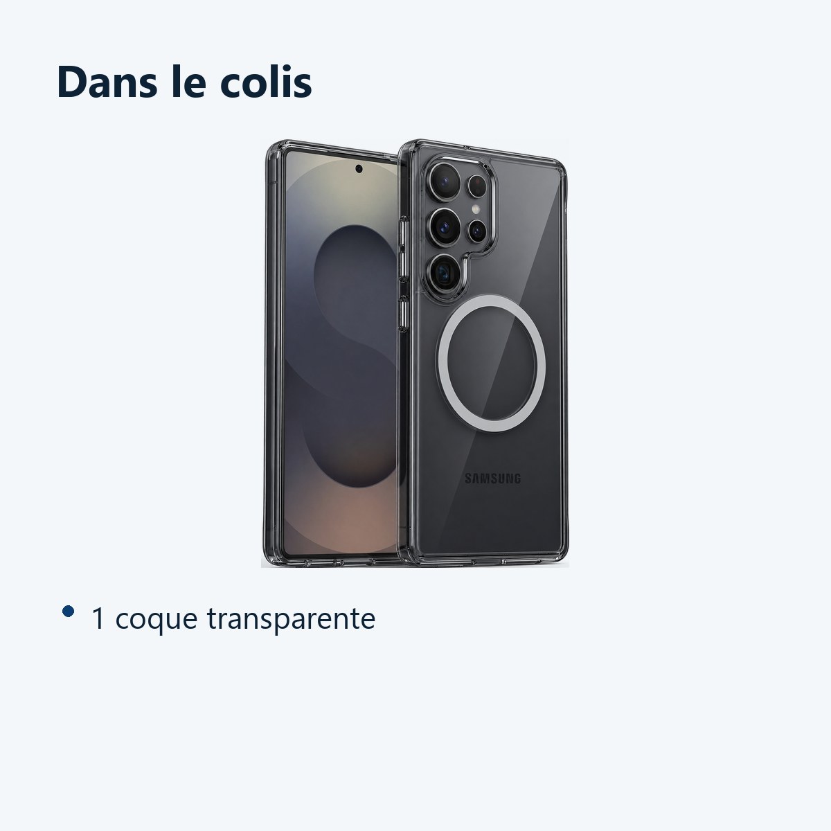 Contenu du colis – Coque de Protection Transparente Compatible Magsafe Pour Samsung S25 Ultra