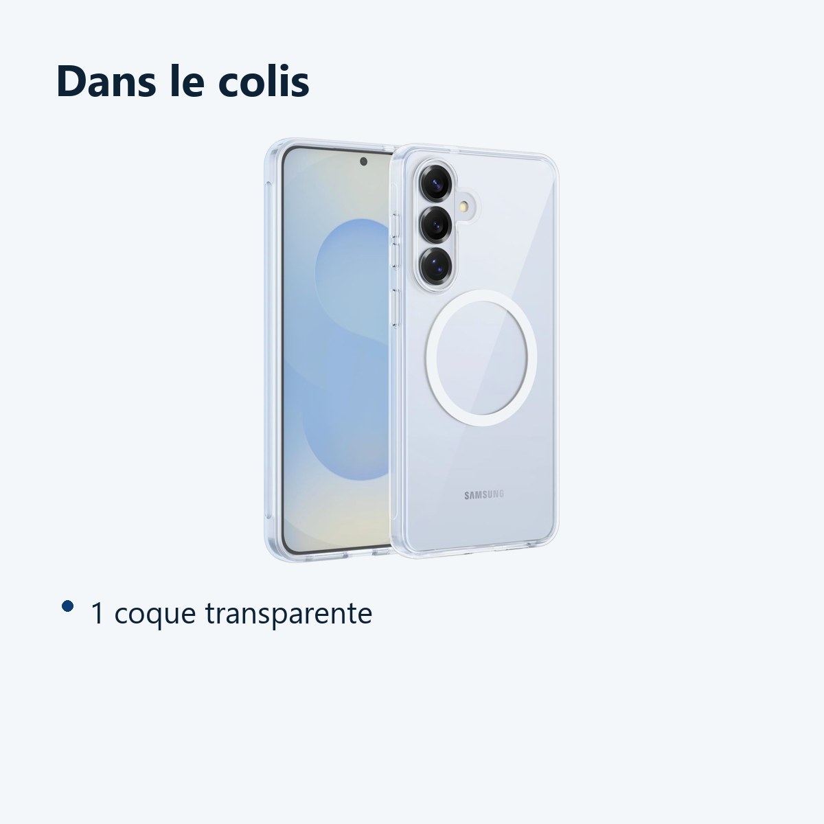 Contenu du colis – Coque de Protection Transparente Compatible Magsafe Pour Samsung S26