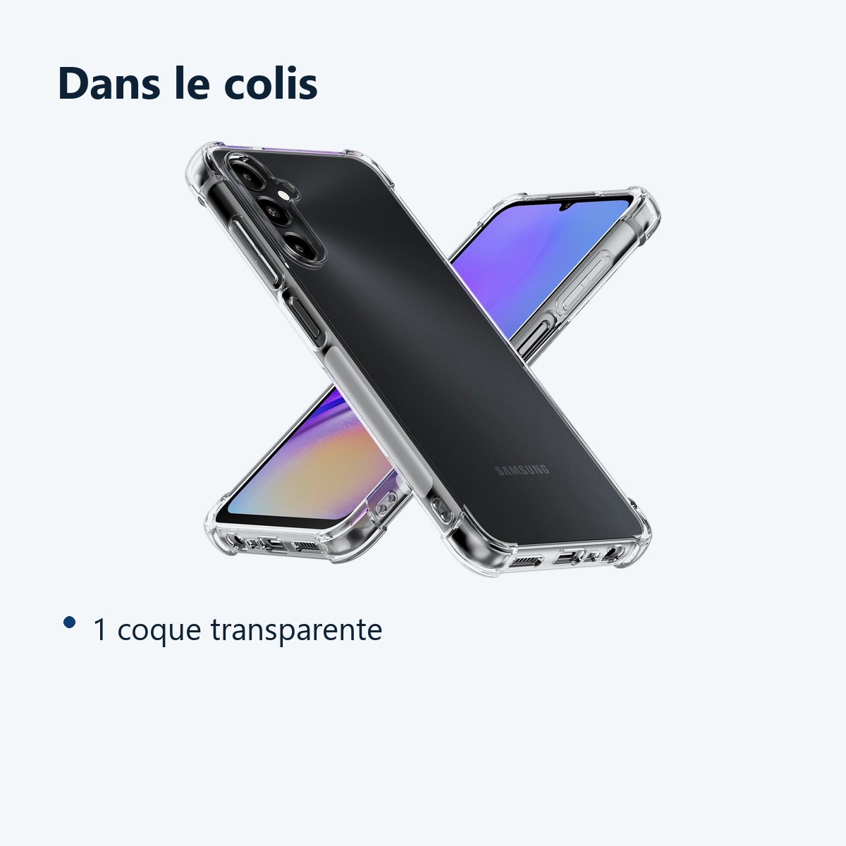 Contenu du colis – Coque Pour Samsung Galaxy A05S 4G Silicone Transparente Angles Renforces
