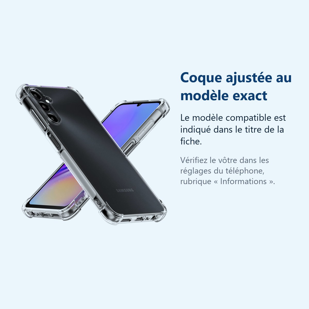 Accessoire ajusté au modèle exact – Coque Pour Samsung Galaxy A05S 4G Silicone Transparente Angles Renforces