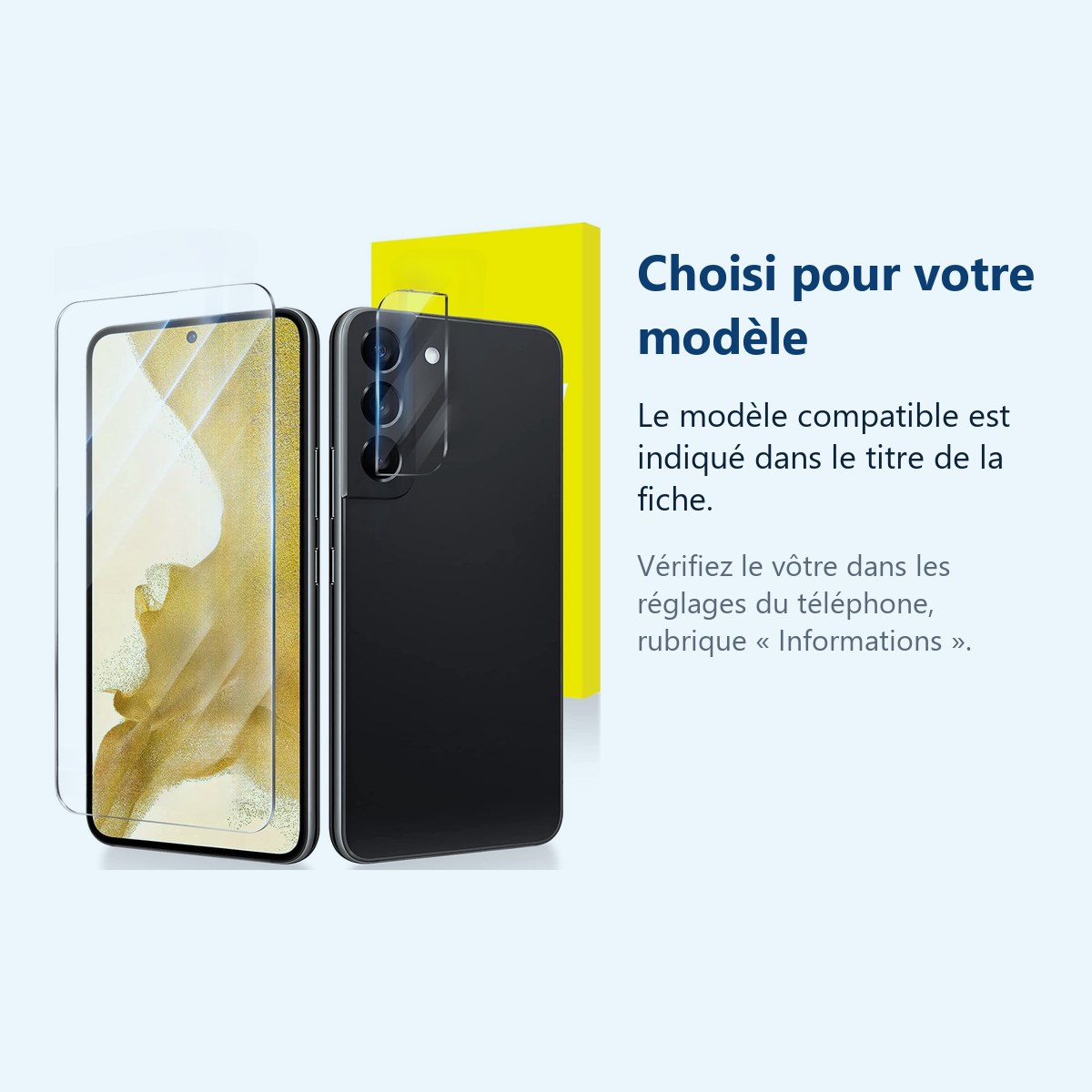 Accessoire ajusté au modèle exact – Verre Trempe et Protection Camera Arriere Transparent Pour Samsung Galaxy S22 Plus