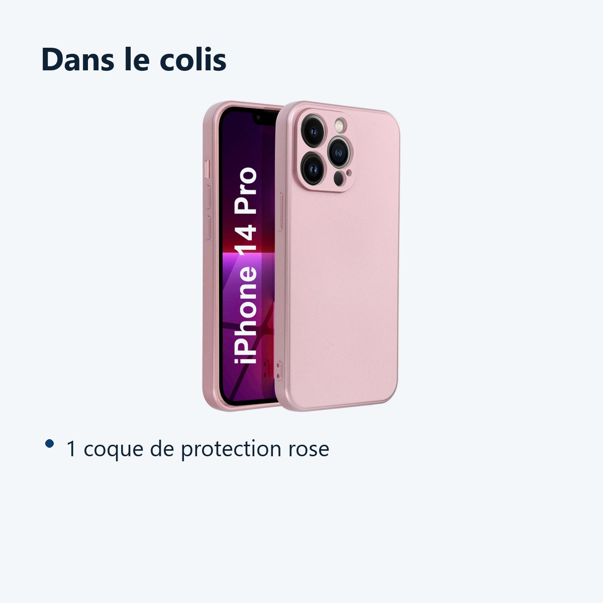 Contenu du colis – Coque Metal couleur Rose Pour iPhone 14 Pro