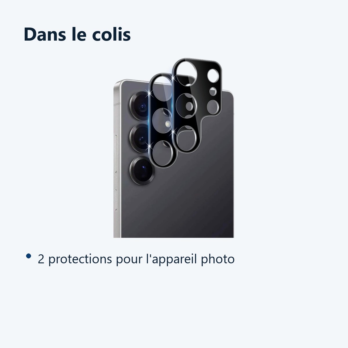Contenu du colis – Verres Protection Camera Arriere X2 Pour Samsung Galaxy S25 Ultra
