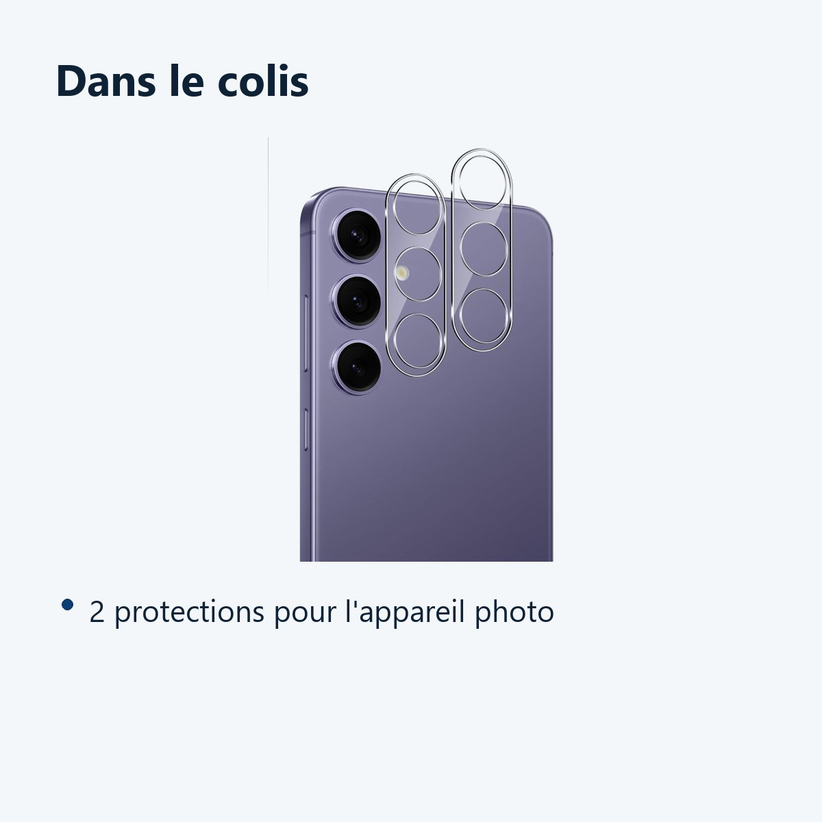 Contenu du colis – Verres Protection Camera Arriere Transparent X2 Pour Samsung Galaxy S24 Plus