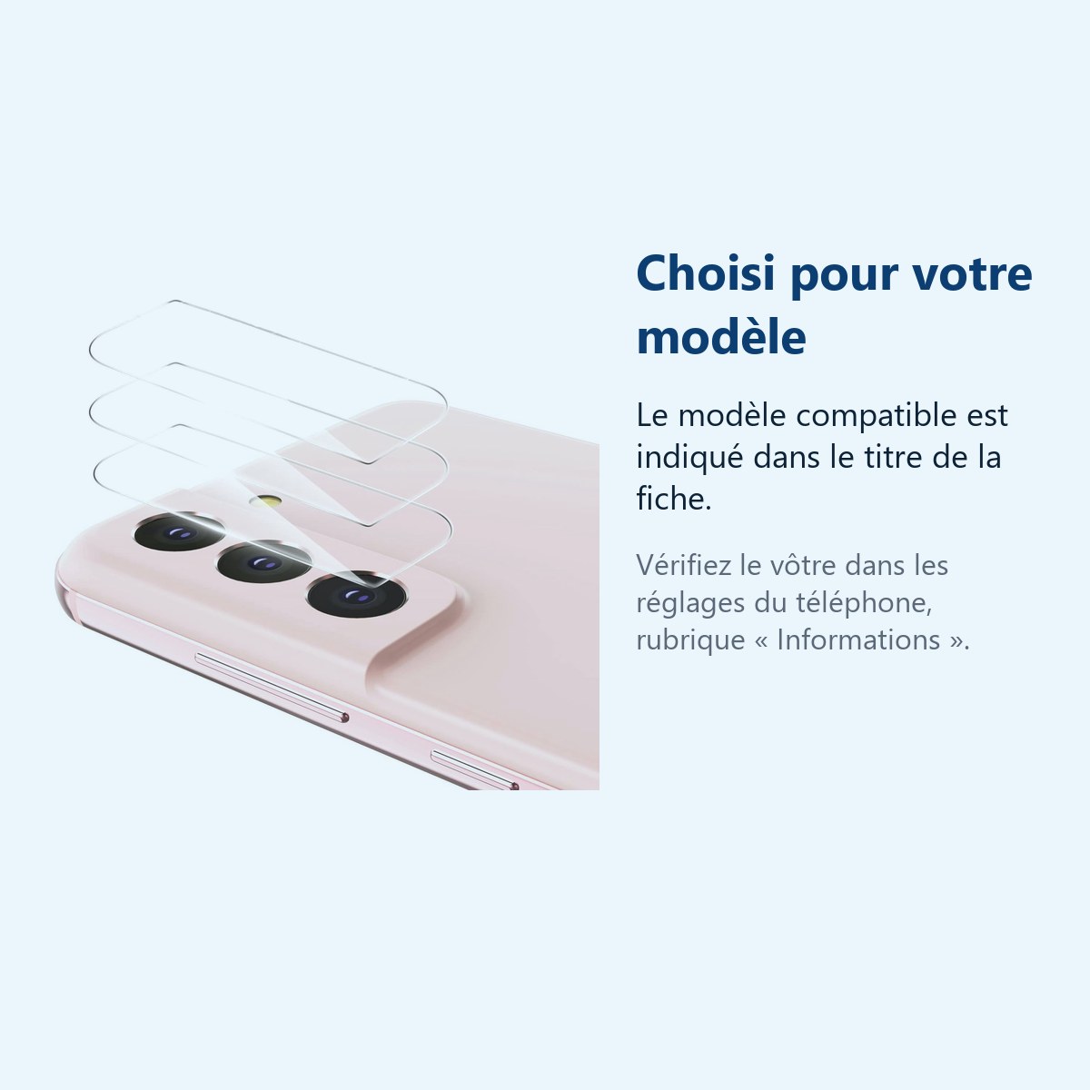 Accessoire ajusté au modèle exact – Verres Protection Camera Arriere Transparent X3 Pour Samsung Galaxy S22