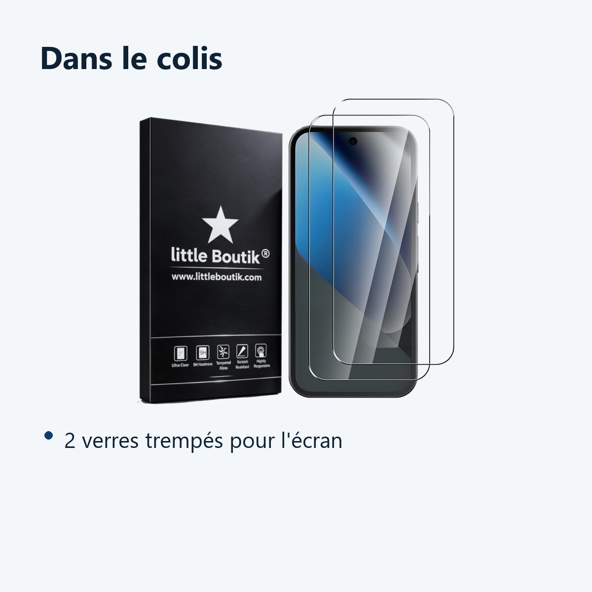 Contenu du colis – Verres Trempes X2 Pour Google Pixel 10a