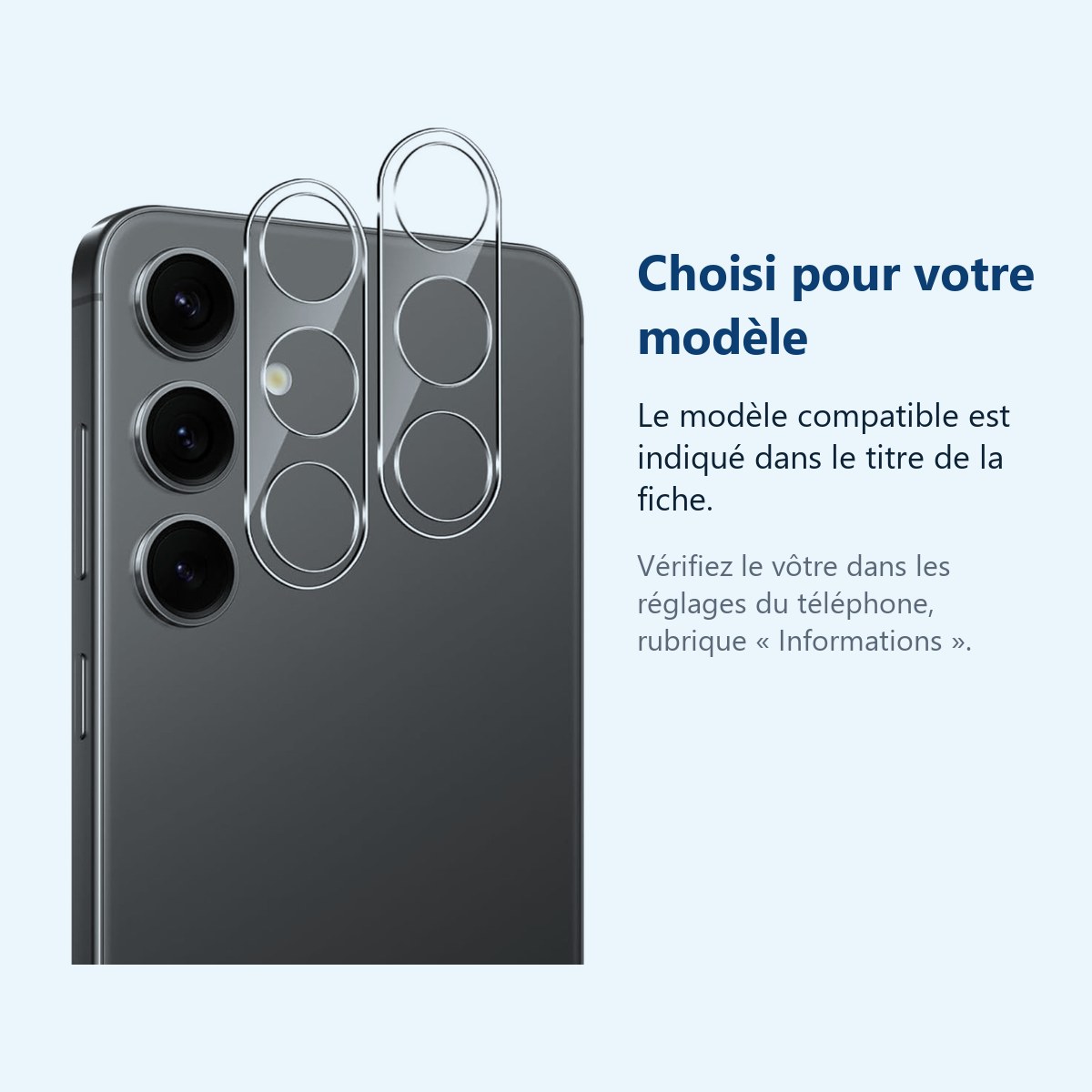 Accessoire ajusté au modèle exact – Verres Protection Camera Arriere Transparent X2 Pour Samsung Galaxy S24