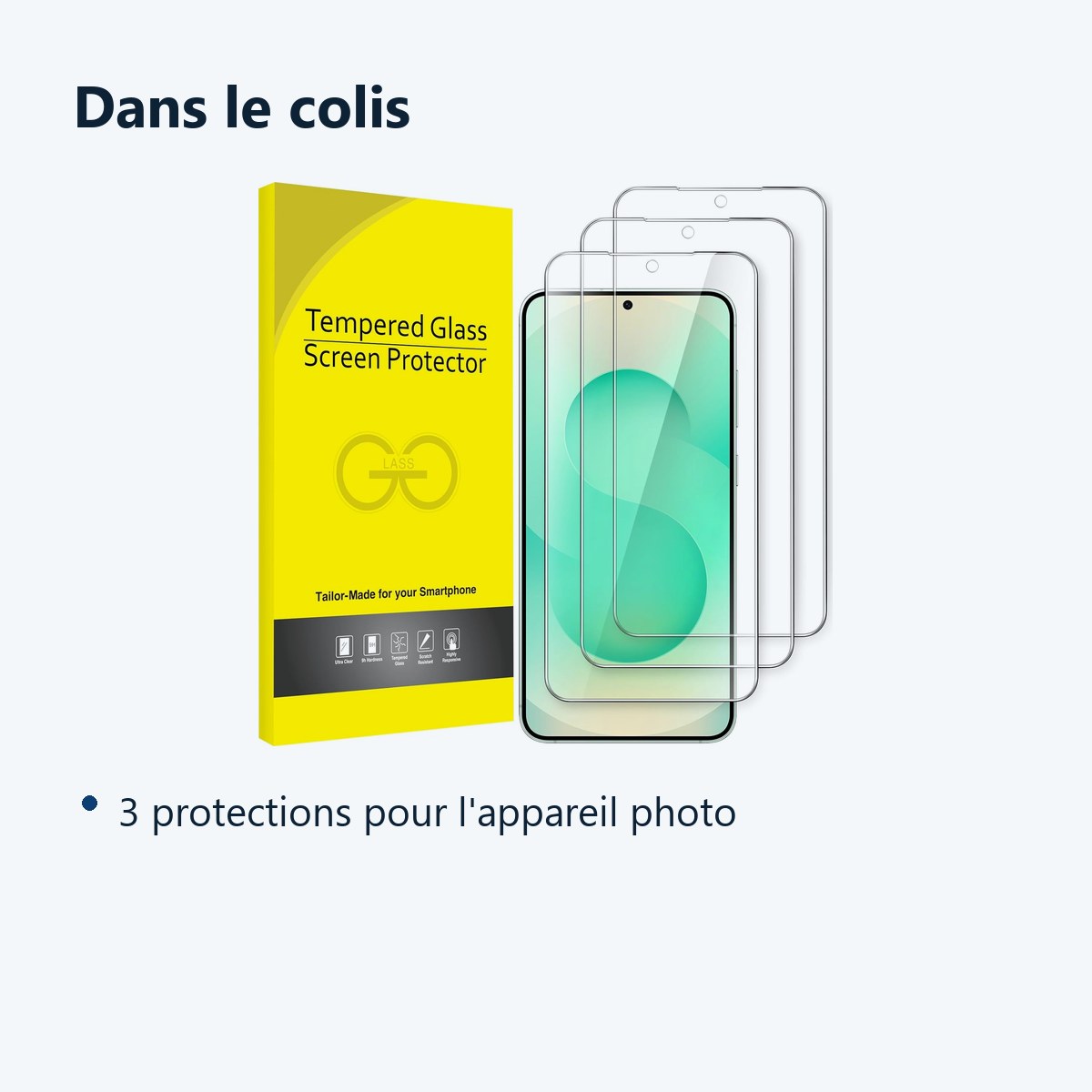 Contenu du colis – Verres Protection Camera Arriere X3 Pour Samsung Galaxy S25 Plus