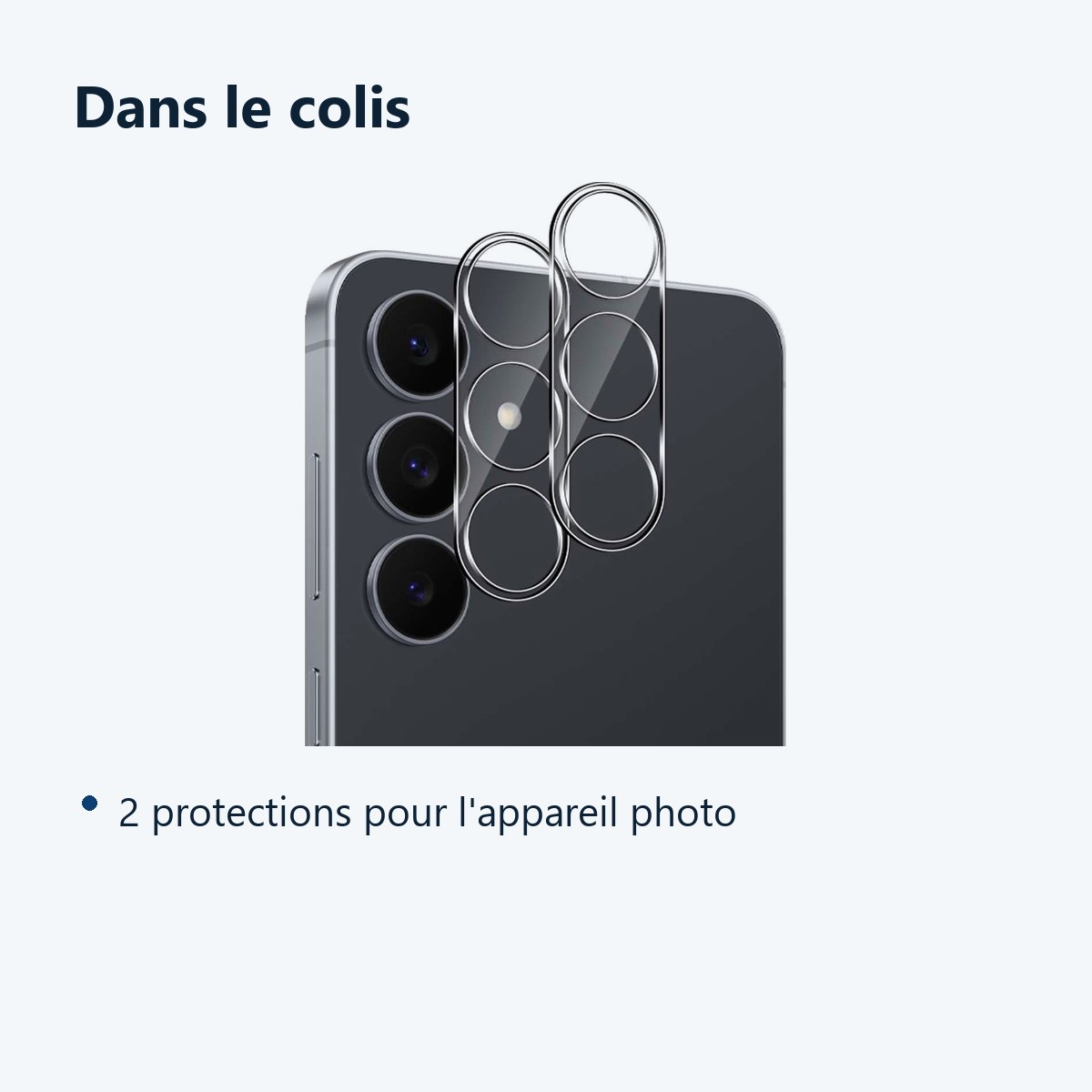 Contenu du colis – Verres Protection Camera Arriere Transparent X2 Pour Samsung Galaxy S25 FE