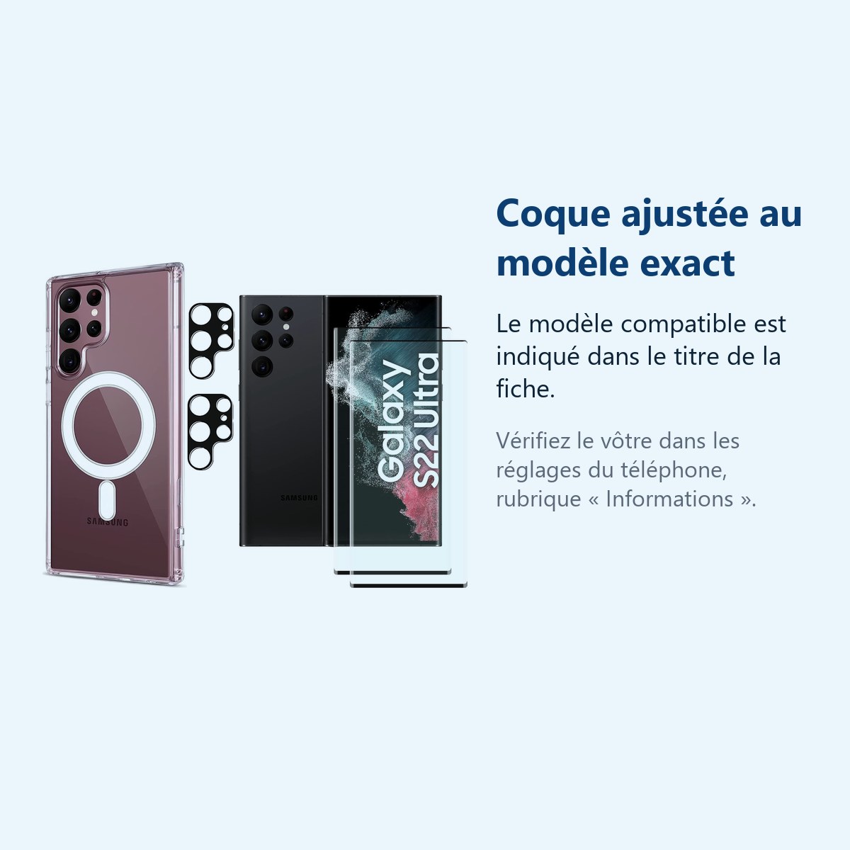 Accessoire ajusté au modèle exact – Coque Silicone Transparente Compatible Magsafe + Verres Trempes et Protections Camera Arr