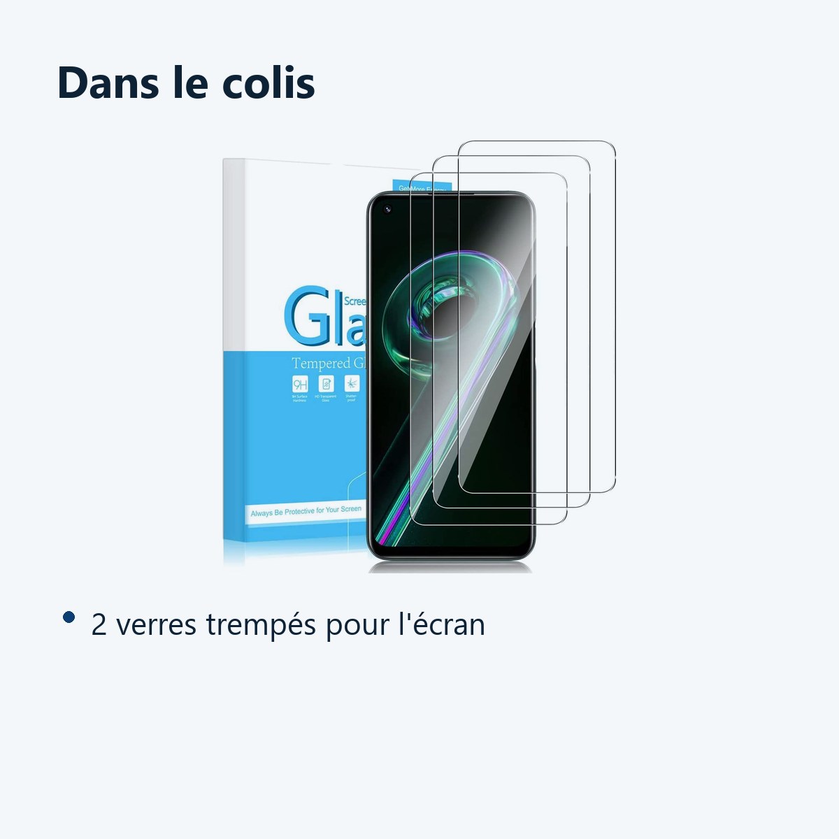 Contenu du colis – Verres Trempes X3 Pour Realme 9i 5G / 10 5G