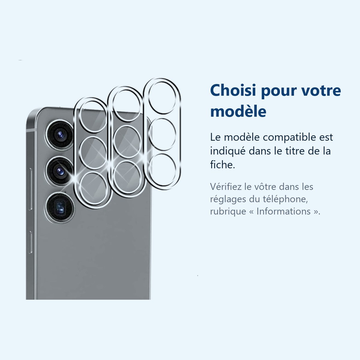 Accessoire ajusté au modèle exact – Verres Protection Camera Arriere Transparent X3 Pour Samsung Galaxy S24