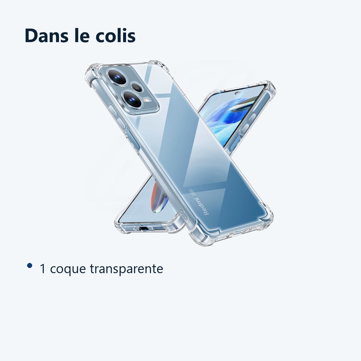 Contenu du colis – Coque Silicone Transparente Angles Renforces Pour Xiaomi Redmi Note 12 Pro