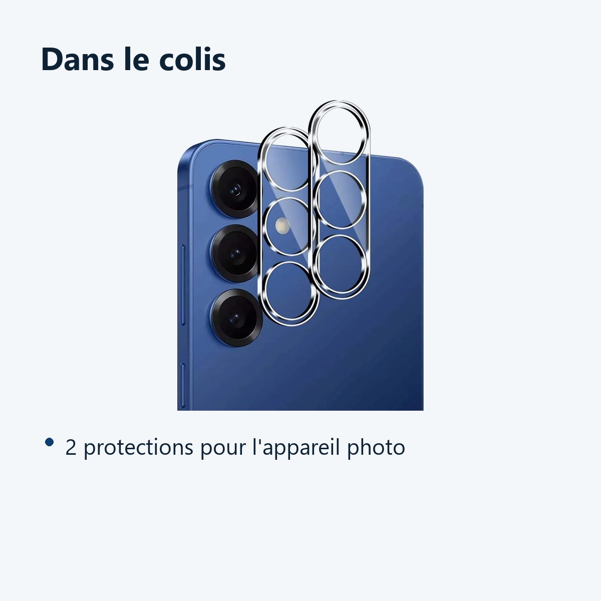 Contenu du colis – Verres Protection Camera Arriere Transparent X2 Pour Samsung Galaxy S25