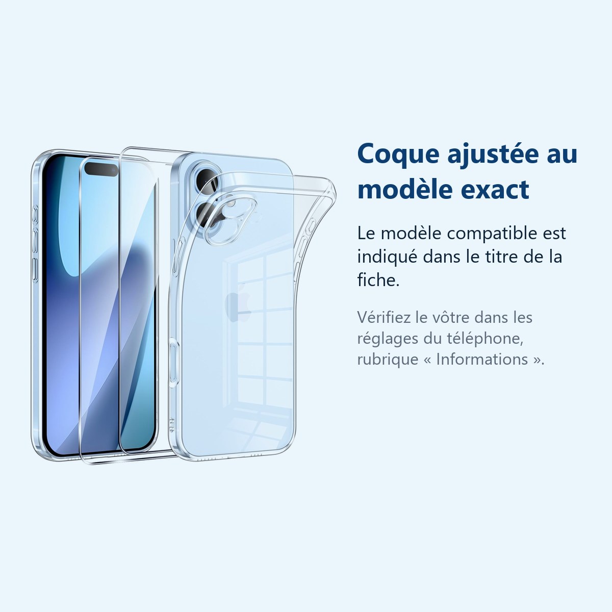Accessoire ajusté au modèle exact – Coque Silicone Transparente + 2 Verres Trempes Pour iPhone 17