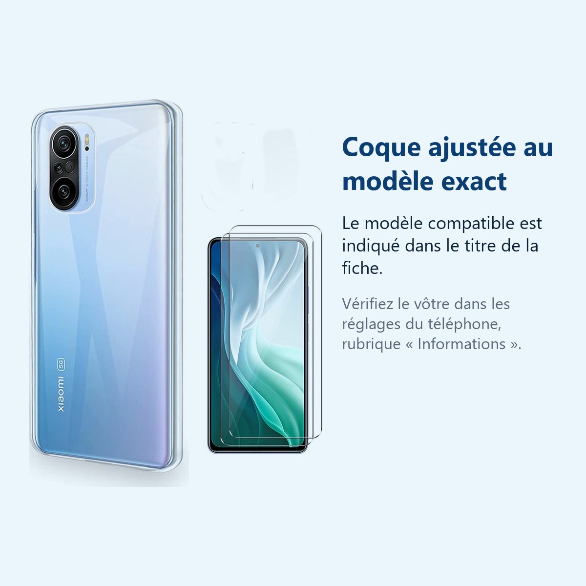 Accessoire ajusté au modèle exact – Coque Silicone Transparente + 2 Verres Trempes Pour Xiaomi Mi 11i